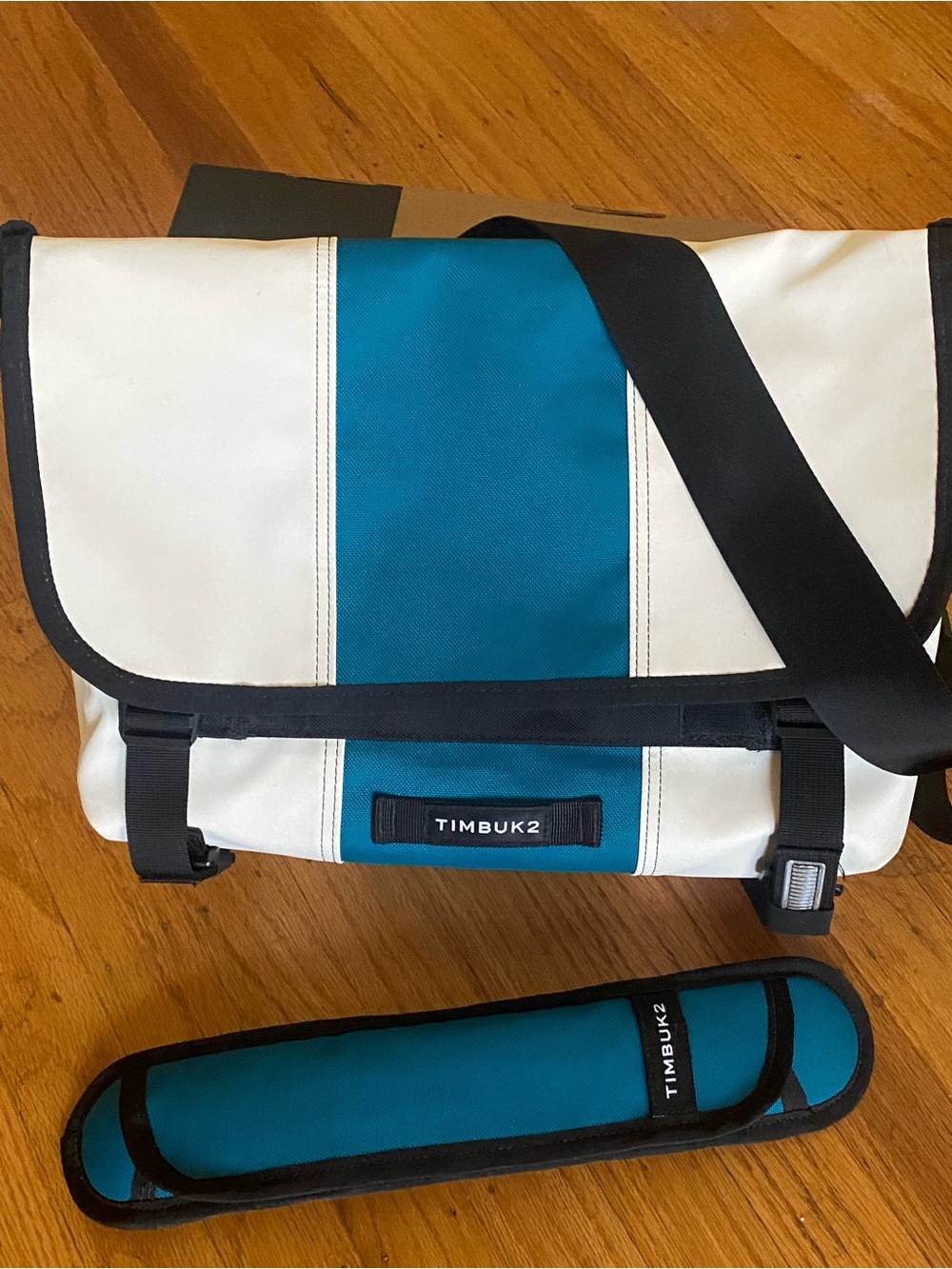 Timbuk2 Teal and White Classic Messenger Bag